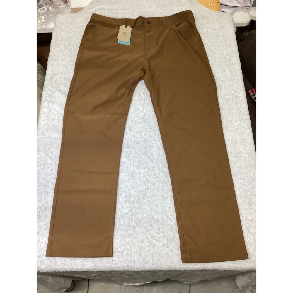 Prana Brion Slim Pant II Sepia Brown Mens 42x34 Tapered Leg ReZion Stretch NEW